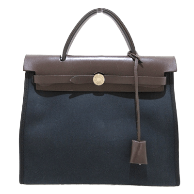 エルメス エールバッグジップPM 黒×ダークブラウン トワルオフィシエ×ボックスカーフ