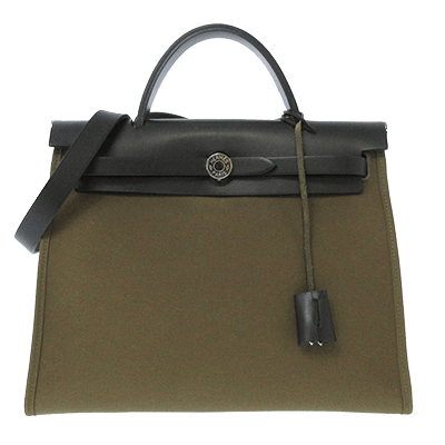 エルメス エールバッグジップPM 黒×カーキ トワルミリタリー×ヴァッシュハンター