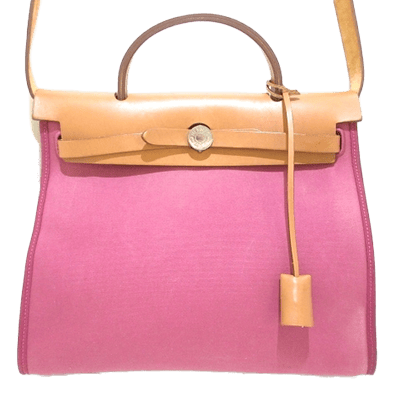 エルメス エールバッグジップPM ピンク×ライトブラウン トワルオフィシエ×ボックスカーフ