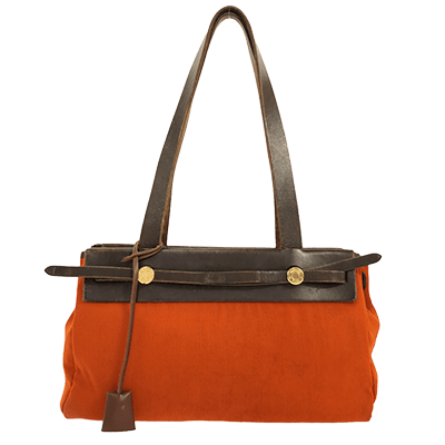 エルメス エールバッグカバスPM オレンジ×ダークブラウン トワルオフィシエ×ボックスカーフ