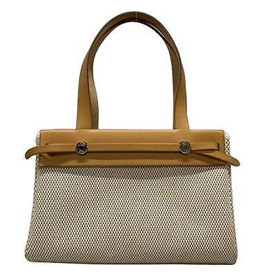 エルメス エールバッグカバスPM ブラウン×アイボリー トワルGM×レザー