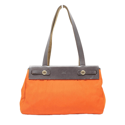 エルメス エールバッグカバスPM オレンジ×ダークブラウン トワルオフィシエ×ボックスカーフ