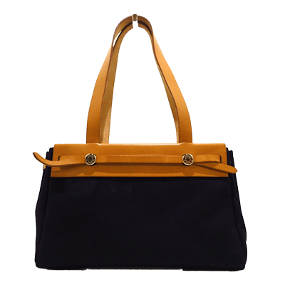 エルメス エールバッグカバスPM 黒×ライトブラウン トワルオフィシエ×ボックスカーフ