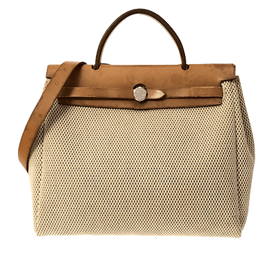 エルメス エールバッグPM アイボリー×ライトブラウン トワルGM×ボックスカーフ