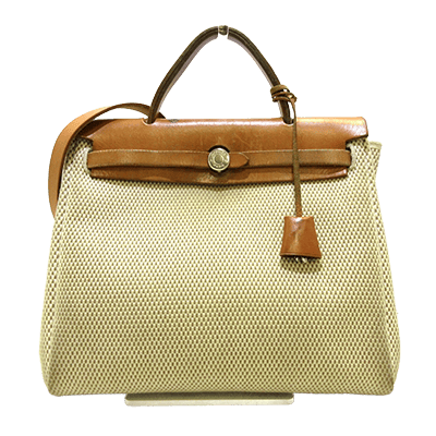 エルメス エールバッグPM アイボリー×ブラウン トワルGM×ボックスカーフ