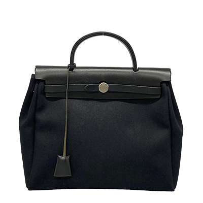 エルメス エールバッグPM 黒×アイボリー トワルアッシュ×ボックスカーフ