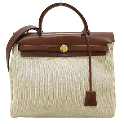 エルメス エールバッグPM アイボリー×ブラウン キャンバス×レザー