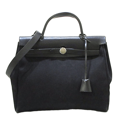 エルメス エールバッグPM 黒 ボックスカーフ×トワルアッシュ×トワルオフィシエ