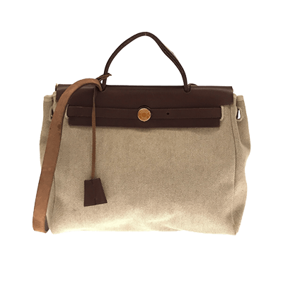 エルメス エールバッグPM アイボリー×ダークブラウン トワルアッシュ×ボックスカーフ