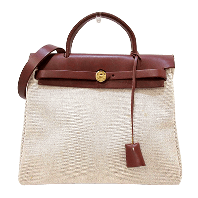 エルメス エールバッグPM アイボリー×ダークブラウン トワルアッシュ×ボックスカーフ