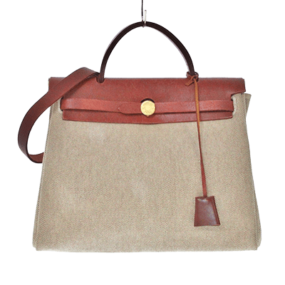 エルメス エールバッグPM アイボリー×ダークブラウン ジャガード×レザー