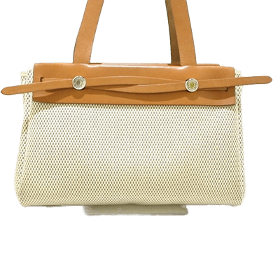 エルメス エールバッグカバスPM アイボリー×ブラウン トワルGM×ボックスカーフ