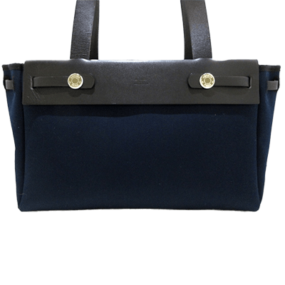 エルメス エールバッグカバスPM ネイビー×黒 トワルオフィシエ×ボックスカーフ