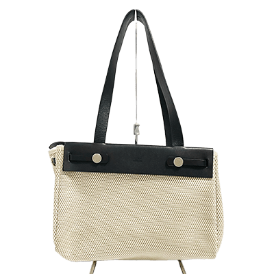 エルメス エールバッグカバスPM アイボリー×ベージュ×黒 トワルGM×ボックスカーフ