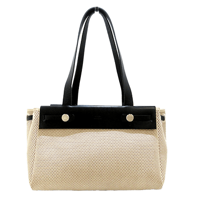 エルメス エールバッグカバスPM アイボリー×ベージュ×黒 トワルGM×ボックスカーフ