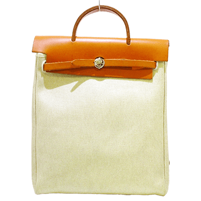 エルメス リュックサック エールバッグアドPM アイボリー×ブラウン トワルアッシュ×レザー