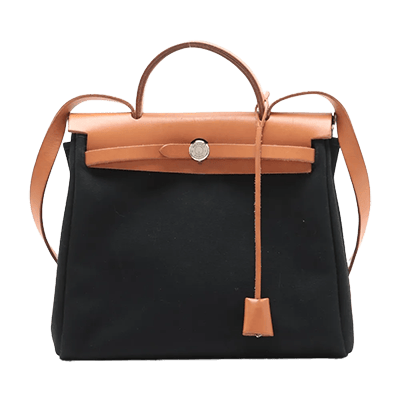 エルメス エールバッグPM トワルオフィシエxカーフレザー ブラック シルバー