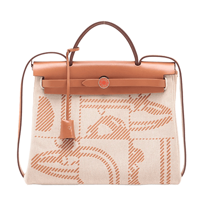 エルメス エールバッグジップPM トワルオフィシエ×カーフレザー レッド シルバー