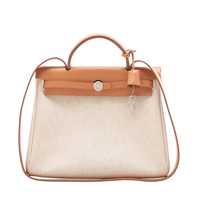 エルメス エールバッグPM トワルアッシュ×レザー ブラウン シルバー