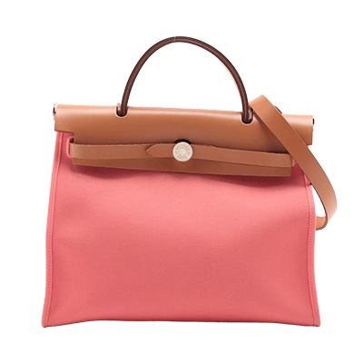 エルメス エールバッグジップPM トワルオフィシエ×カーフレザー ローズアザレ シルバー