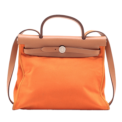 エルメス エールバッグジップPM トワルオフィシエ×カーフレザー オレンジ シルバー