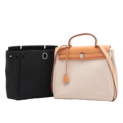 エルメス エールバッグPM トワルGM×カーフレザー ブラウン シルバー