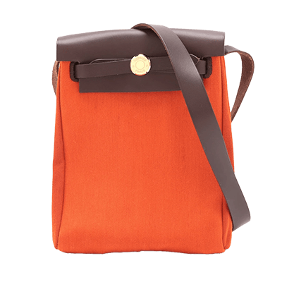 エルメス エールバッグTPM トワルオフィシエ×カーフレザー オレンジ ゴールド