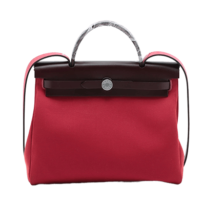 エルメス エールバッグジップPM トワルオフィシエ×カーフレザー レッド×ピンク シルバー