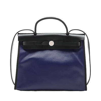 エルメス エールバッグジップPM トワルアッシュベルリンヌxレザー ネイビーxブラック シルバー