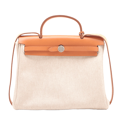 エルメス エールバッグPM トワルアッシュ×レザー ベージュ シルバー