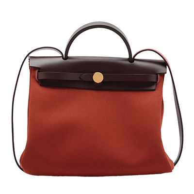 エルメス エールバッグジップPM トワルオフィシエ×カーフレザー ブラウン ゴールド