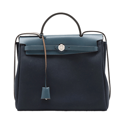 エルメス エールバッグPM トワルオフィシエ×カーフレザー ネイビー シルバー