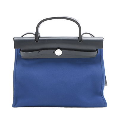 エルメス エールバッグジップPM トワルオフィシエ×カーフレザー ブルー シルバー