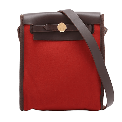 エルメス エールバッグTPM トワルオフィシエxカーフレザー レッド ゴールド