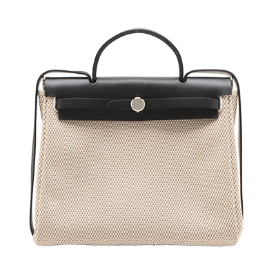 エルメス エールバッグPM トワルGM×カーフレザー ブラック シルバー