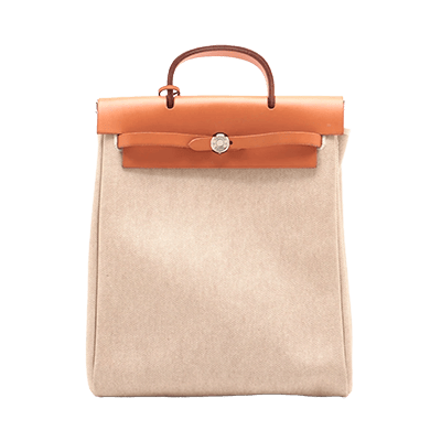 エルメス エールバッグアドPM トワルアッシュ×レザー ホワイト×ブラウン シルバー