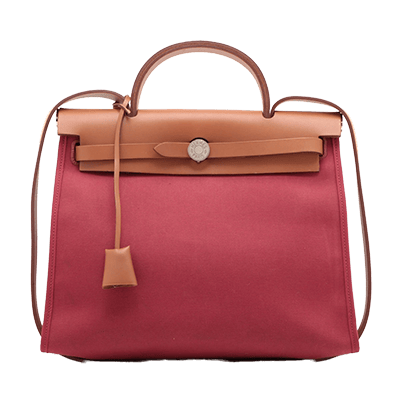 エルメス エールバッグジップPM トワルオフィシエ×カーフレザー ボルドー シルバー