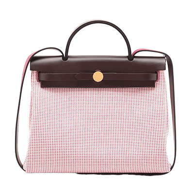 エルメス エールバッグジップPM トワルGM×カーフレザー フランボワーズ×ルージュアッシュ ゴールド