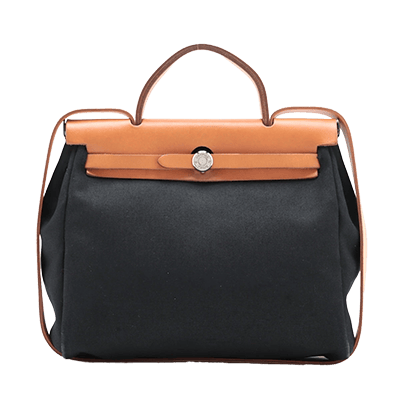 エルメス エールバッグPM トワルオフィシエ×カーフレザー ブラック シルバー