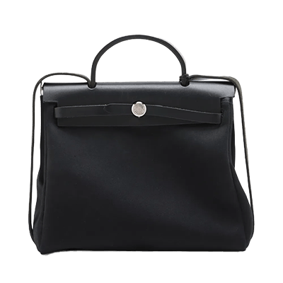 エルメス エールバッグPM トワルオフィシエxレザー ブラック シルバー