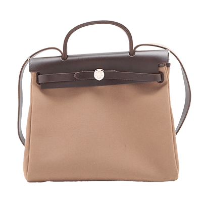 エルメス エールバッグPM トワルオフィシエ×カーフレザー ブラウン シルバー