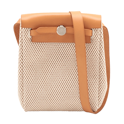 エルメス エールバッグTPM トワルGM×カーフレザー ベージュ シルバー