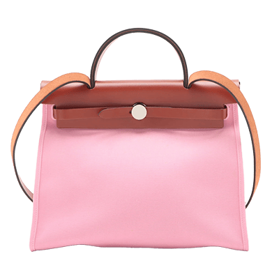エルメス エールバッグジップPM トワルオフィシエ×カーフレザー ピンク シルバー