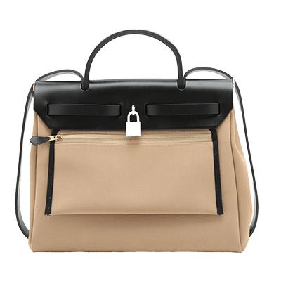 エルメス エールバッグジップPM トワルオフィシエ×カーフレザー ベージュ ゴールド