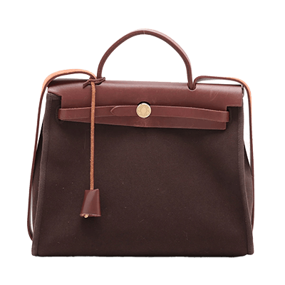 エルメス エールバッグPM トワルオフィシエ×カーフレザー ブラウン ゴールド