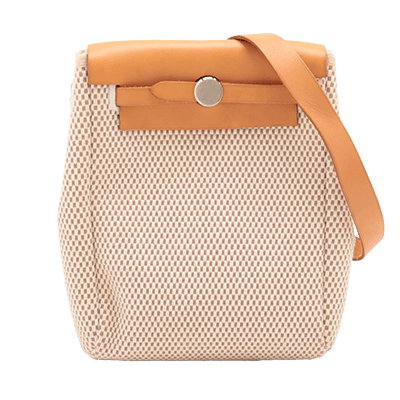 エルメス エールバッグTPM トワルGM×カーフレザー ベージュ シルバー