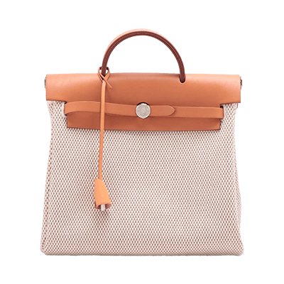 エルメス エールバッグPM トワルGM×カーフレザー ベージュ シルバー