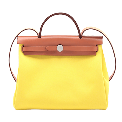 エルメス エールバッグジップPM トワルオフィシエ×カーフレザー イエロー シルバー