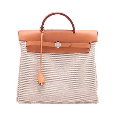 エルメス エールバッグアドPM トワルGM×カーフレザー ベージュ シルバー