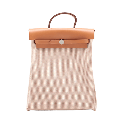 エルメス エールバッグ ジップ アドPM トワルGM×カーフレザー ベージュ シルバー